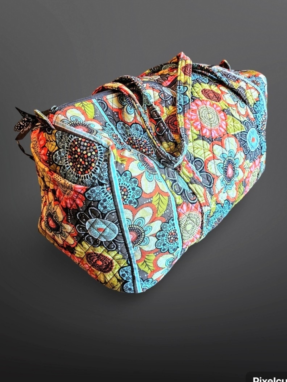 Vera Bradley Large Quilted Travel Duffel Bag "Flower Shower" Like New